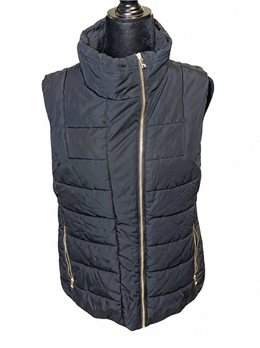 Calvin Klein Performance Black Vest | Faux Shearling Collar | Size L